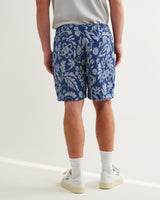 wax london men's Kurt - Blue And Ecru Floral Jacquard Shorts
