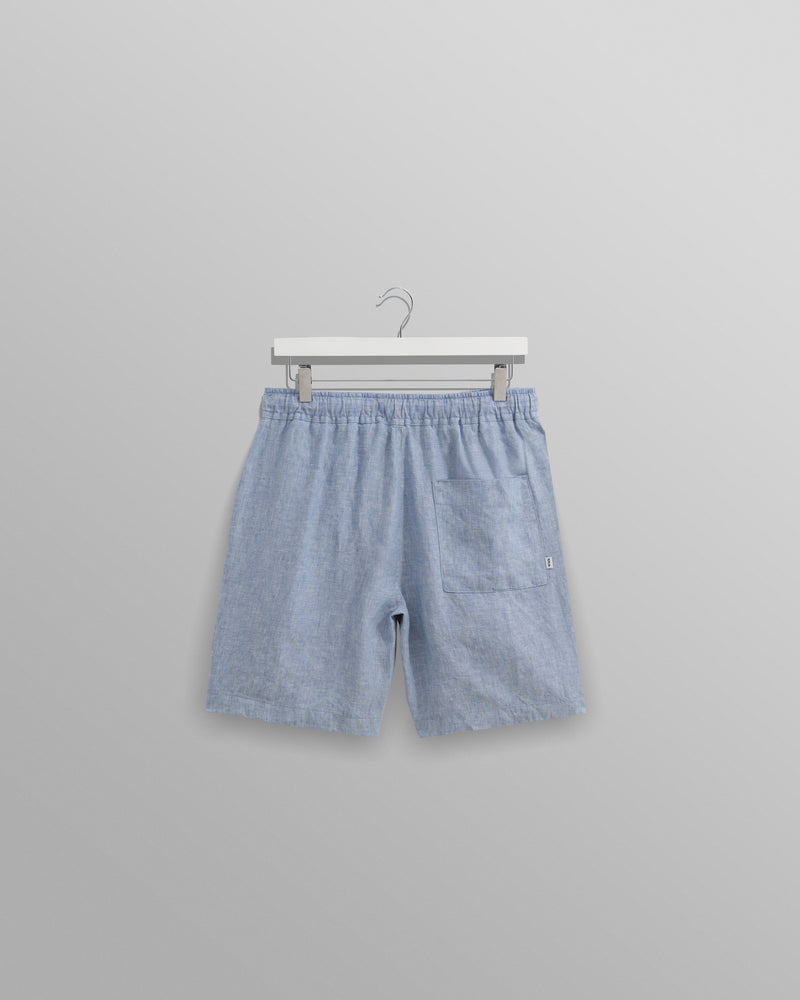 wax london Kurt - Blue Two-Tone Linen Shorts