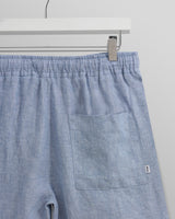wax london Kurt - Blue Two-Tone Linen Shorts