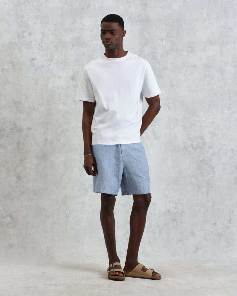 wax london Kurt - Blue Two-Tone Linen Shorts