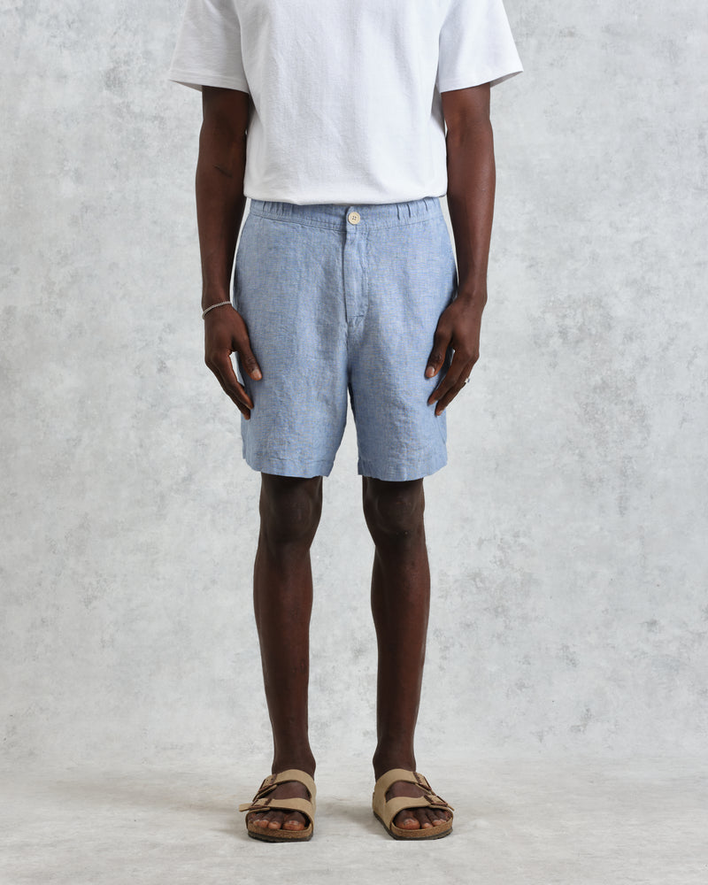 wax london Kurt - Blue Two-Tone Linen Shorts