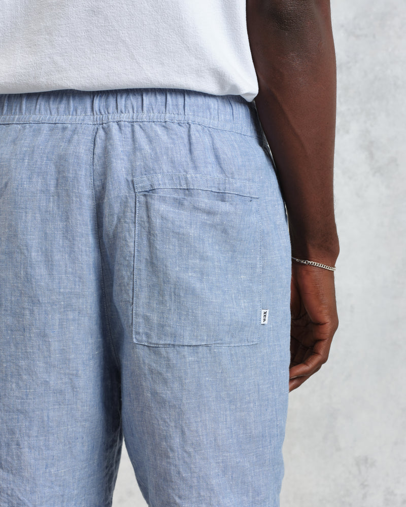 wax london Kurt - Blue Two-Tone Linen Shorts