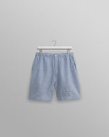 wax london Kurt - Blue Two-Tone Linen Shorts