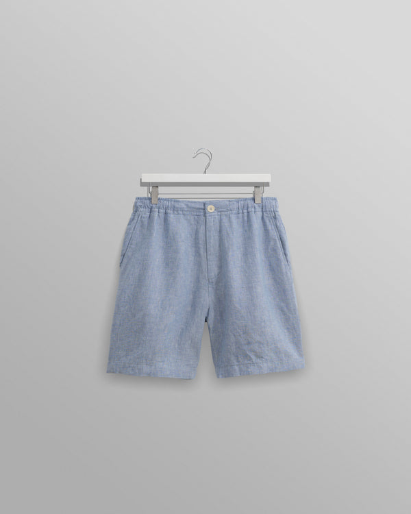 wax london Kurt - Blue Two-Tone Linen Shorts