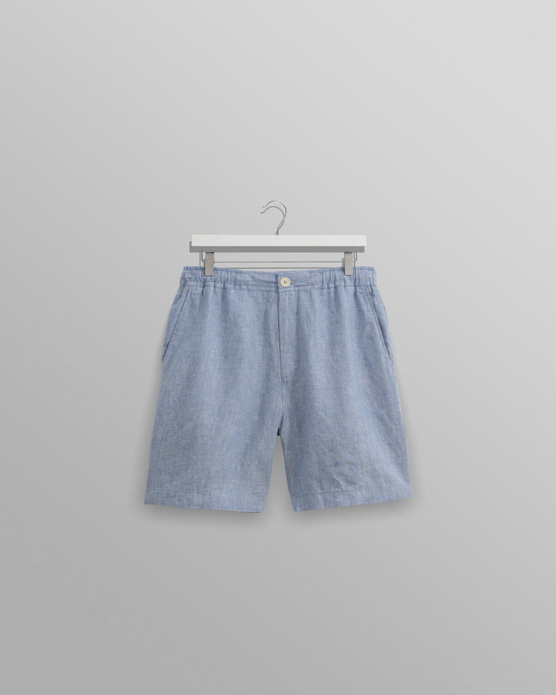 wax london Kurt - Blue Two-Tone Linen Shorts