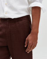 Kurt - Brown Washed Linen Relaxed Fit Trousers