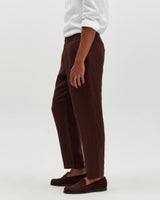 Kurt - Brown Washed Linen Relaxed Fit Trousers