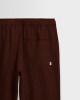 Kurt - Brown Washed Linen Relaxed Fit Trousers