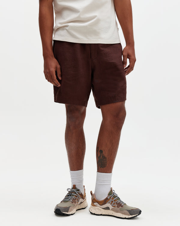 Kurt - Brown Washed Linen Shorts
