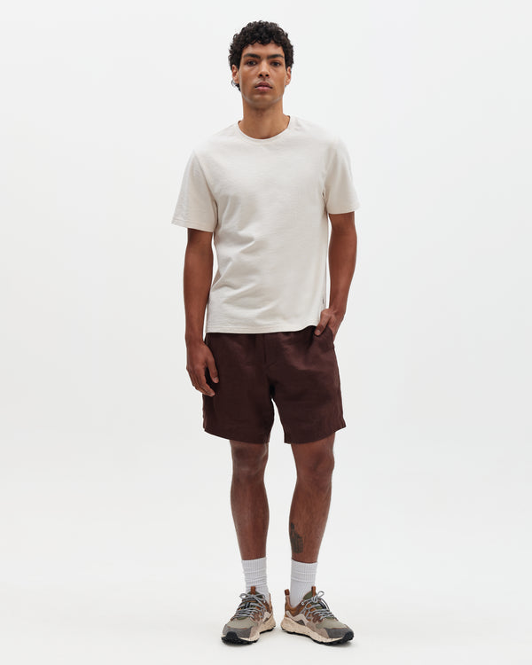 Kurt - Brown Washed Linen Shorts