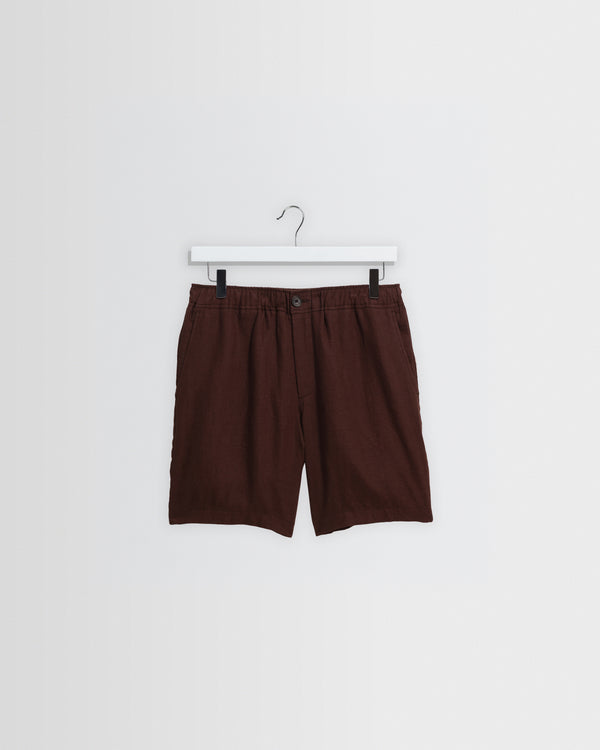 Kurt - Brown Washed Linen Shorts