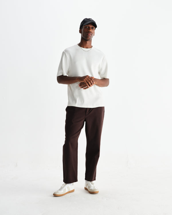 wax london men's Kurt - Dark Brown Organic Cotton Trousers