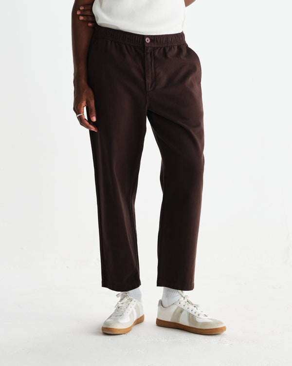 wax london men's Kurt - Dark Brown Organic Cotton Trousers