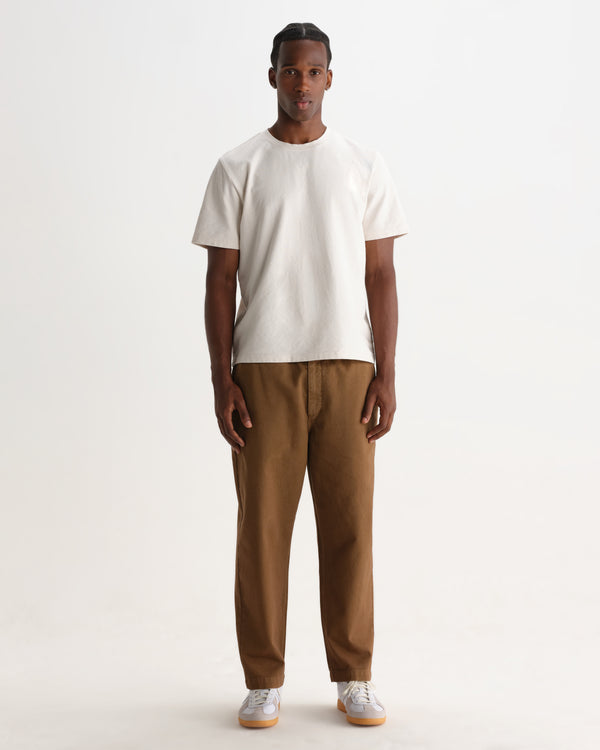 wax london men's Kurt - Dark Tan Organic Cotton Twill Trouser