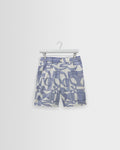 Kurt - Ecru And Blue Geometric Embroidered Shorts
