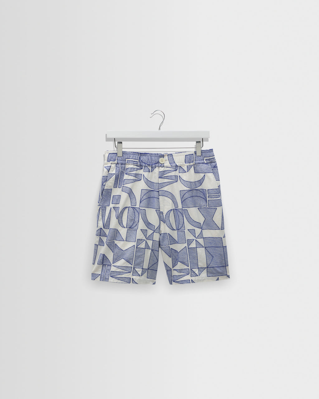 Kurt Ecru Geometric Embroidered Shorts