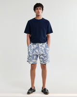 wax london men's Kurt - Ecru And Blue Geometric Shapes Shorts