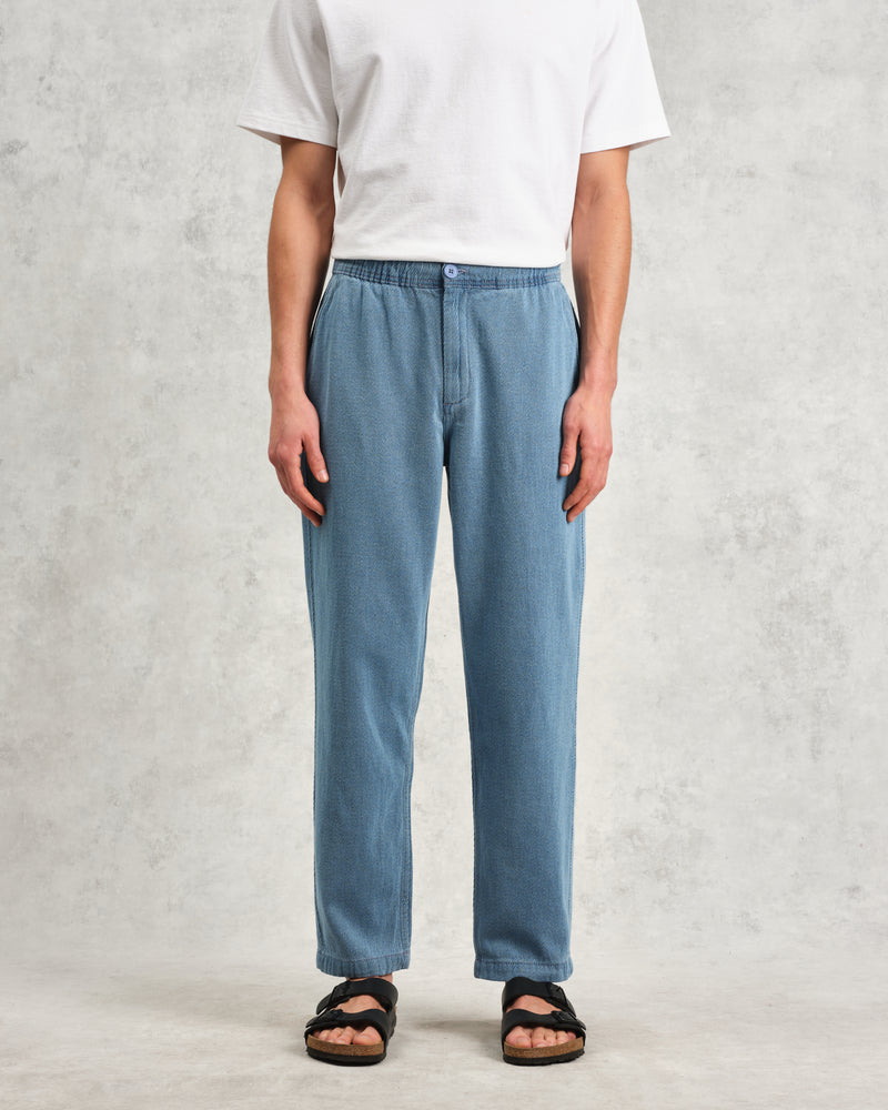 wax london Kurt - Indigo Longer Leg Organic Cotton Trousers