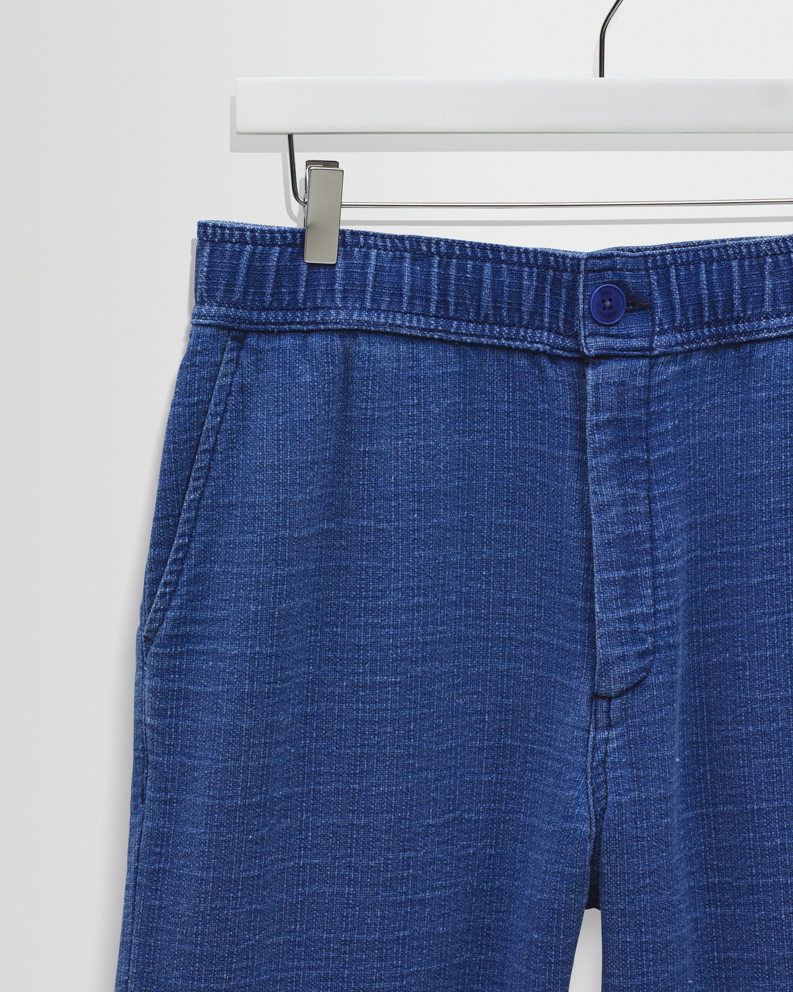 Men's Indigo Textured Organic Cotton Trousers | Wax London
