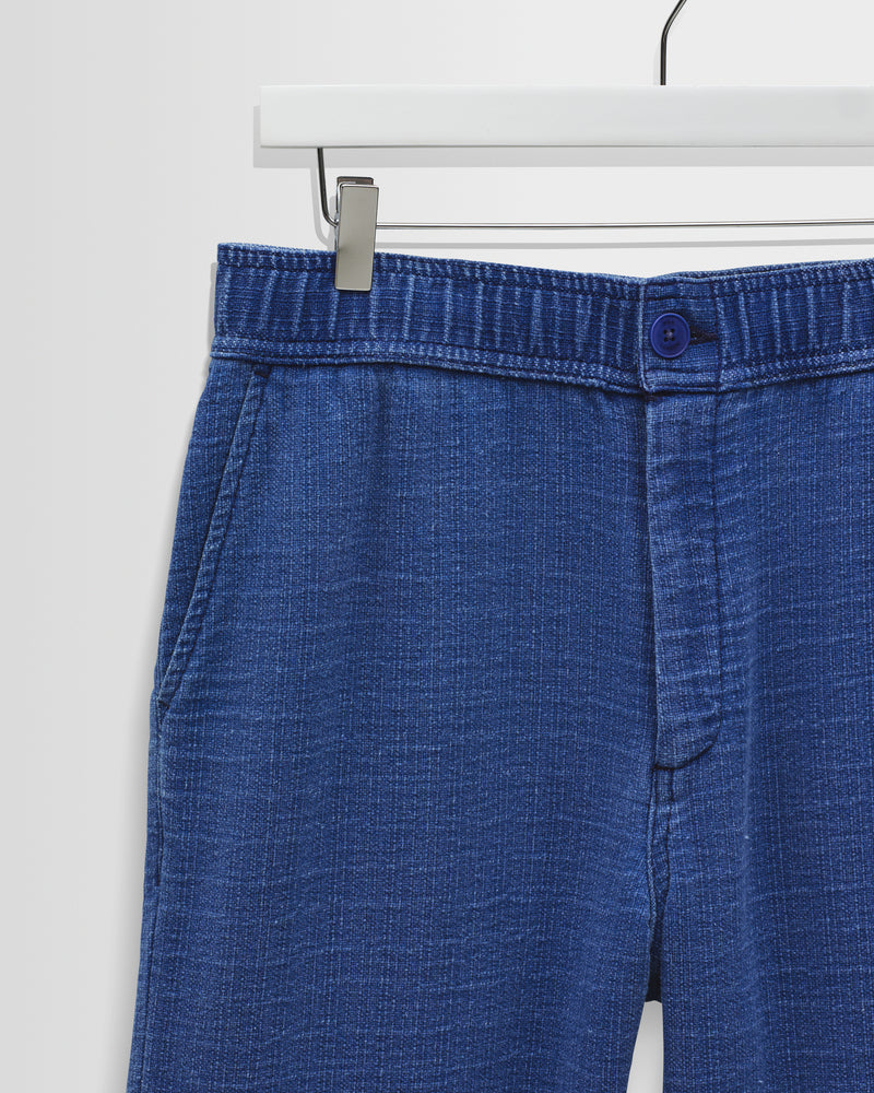 Men's Indigo Textured Organic Cotton Trousers | Wax London
