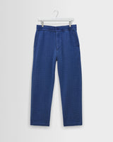 wax london men's Kurt - Indigo Textured Organic Dobby Cotton Relaxed Fit Trousers