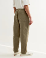 wax london men's Kurt - Khaki Crinkle Cotton-Linen Relaxed Fit Trousers