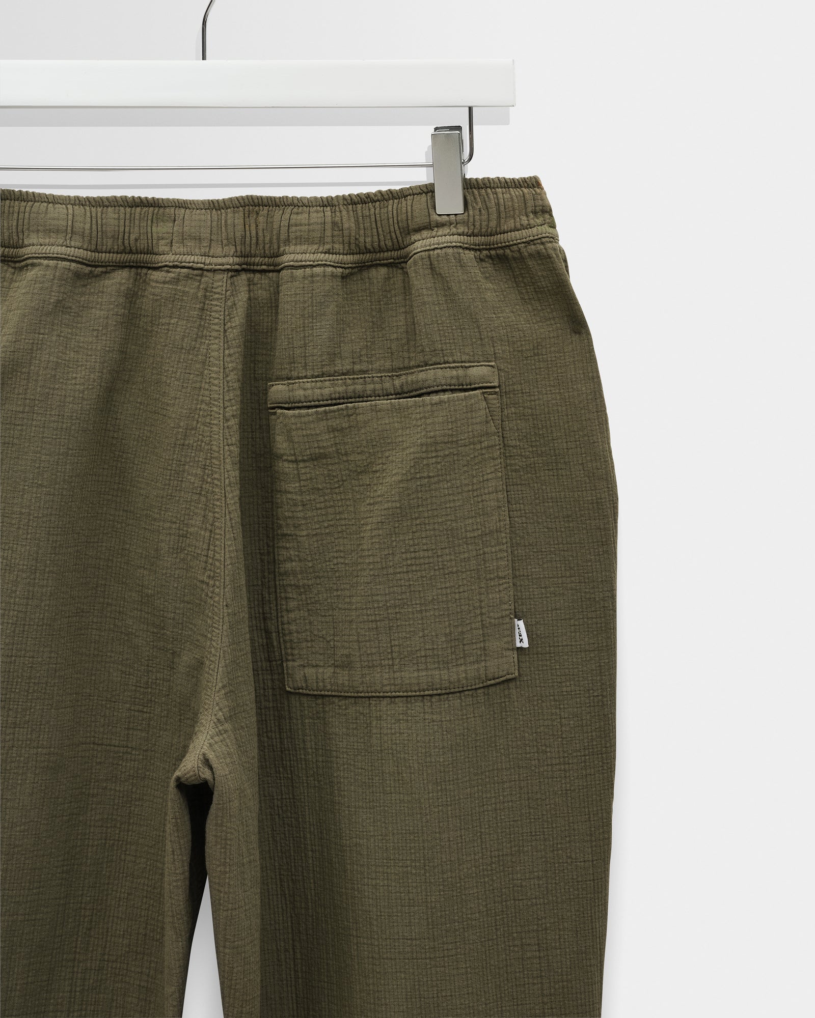 Men's Khaki Crinkle Cotton-Linen Trousers | Wax London