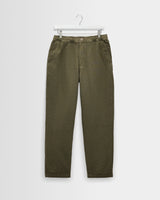 wax london men's Kurt - Khaki Crinkle Cotton-Linen Relaxed Fit Trousers