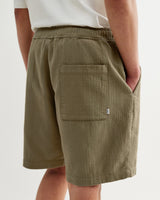 wax london men's Kurt - Khaki Crinkle Cotton-Linen Shorts