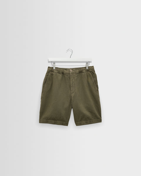 Kurt - Khaki Crinkle Cotton-Linen Shorts