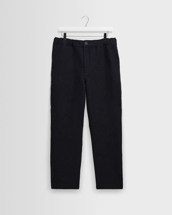 wax london men's Kurt - Navy And Black Tonal Jacquard Trouser