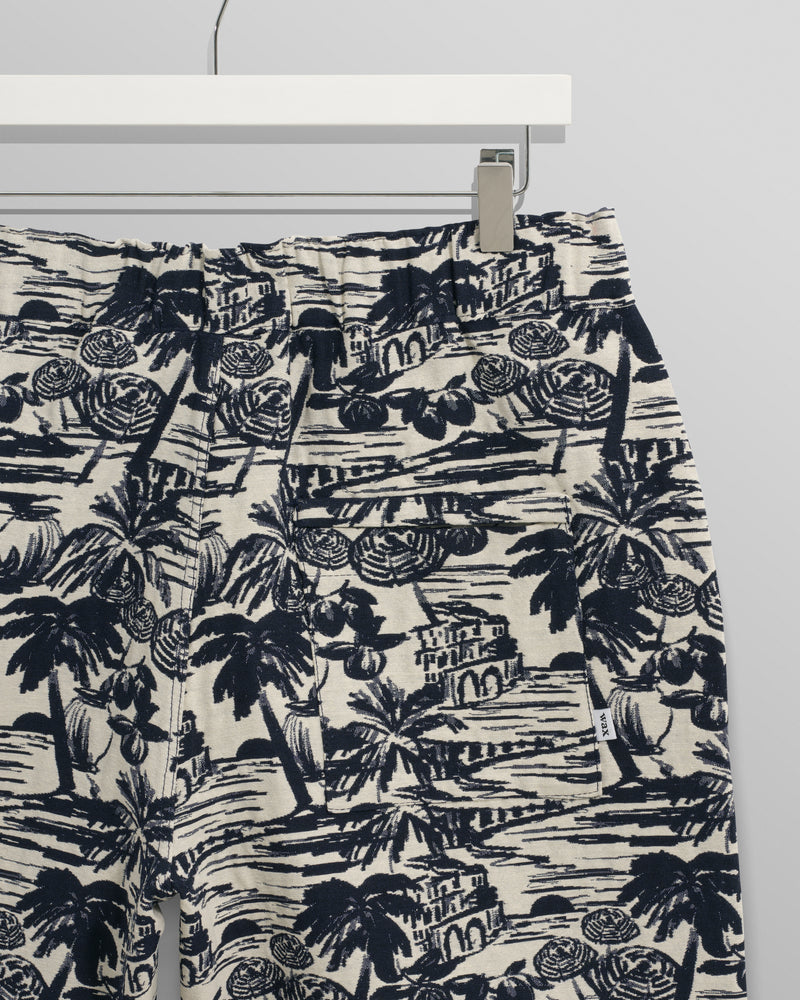 wax london men's Kurt - Navy And Ecru Beach Jacquard Shorts