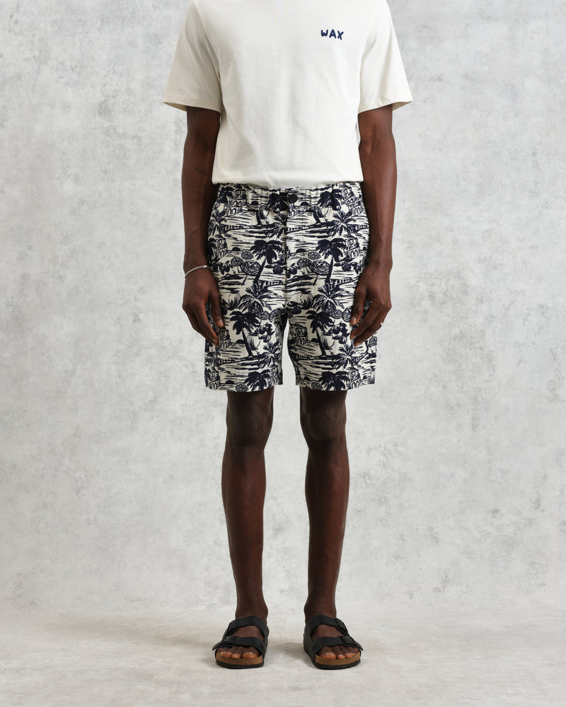 wax london Kurt - Navy And Ecru Beach Jacquard Shorts