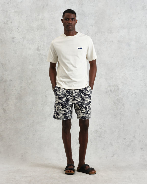 wax london men's Kurt - Navy And Ecru Beach Jacquard Shorts