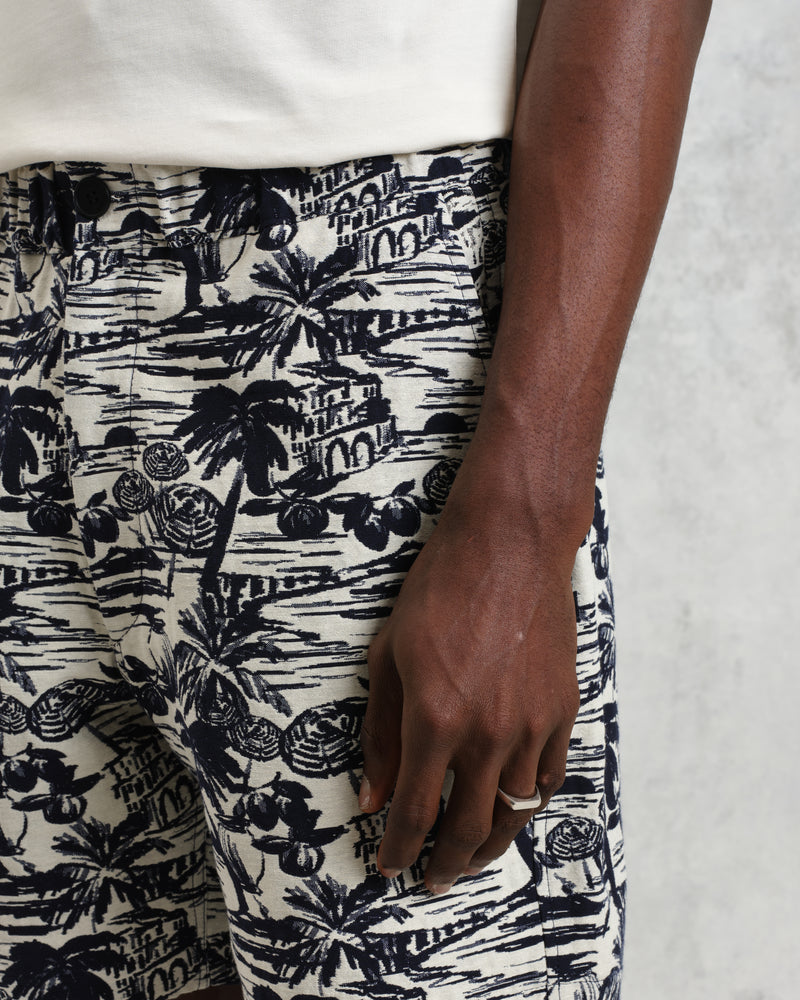 wax london Kurt - Navy And Ecru Beach Jacquard Shorts