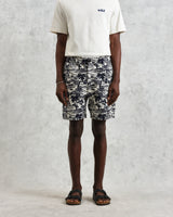 wax london men's Kurt - Navy And Ecru Beach Jacquard Shorts