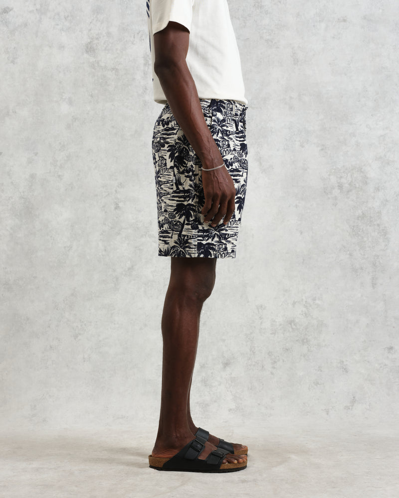 wax london Kurt - Navy And Ecru Beach Jacquard Shorts