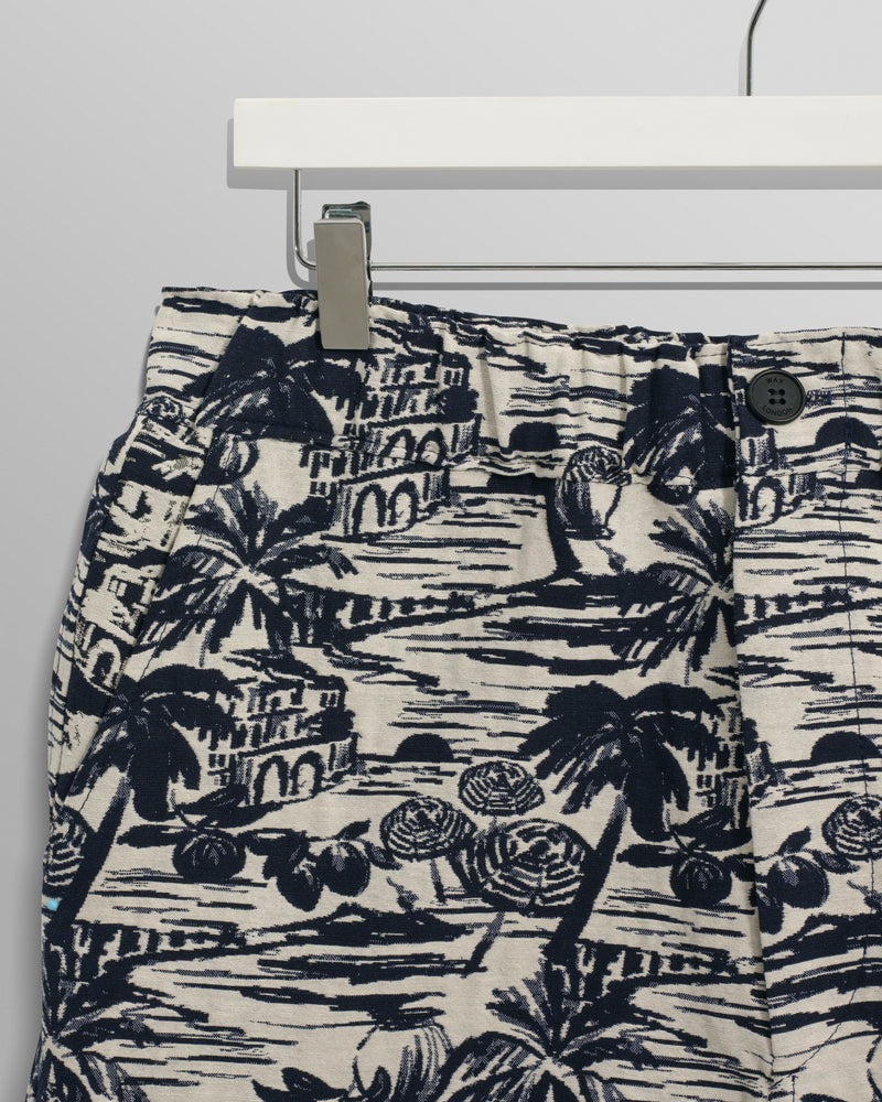 wax london Kurt - Navy And Ecru Beach Jacquard Shorts