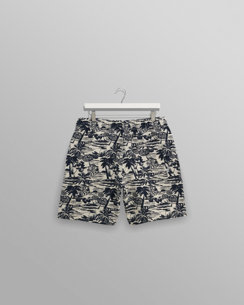 wax london Kurt - Navy And Ecru Beach Jacquard Shorts