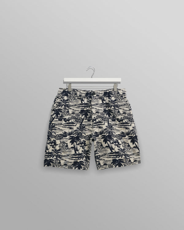 wax london men's Kurt - Navy And Ecru Beach Jacquard Shorts