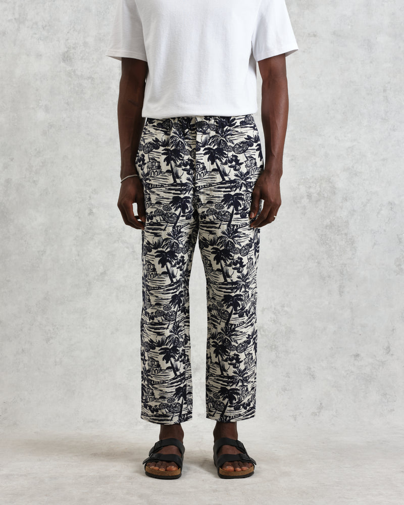 wax london Kurt - Navy And Ecru Beach Jacquard Trousers