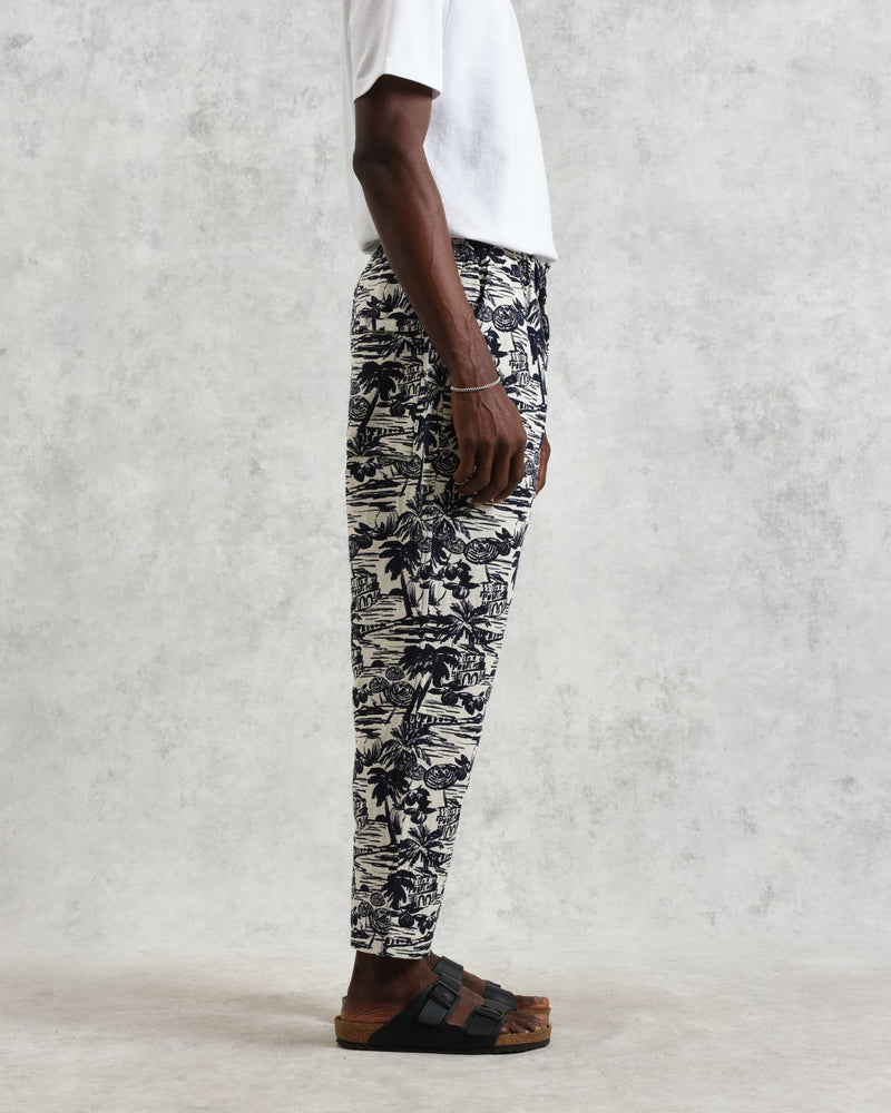 wax london Kurt - Navy And Ecru Beach Jacquard Trousers