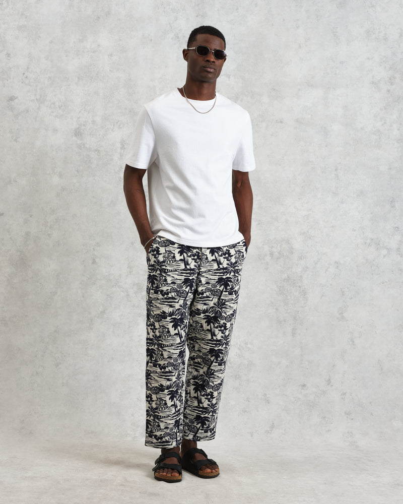 wax london Kurt - Navy And Ecru Beach Jacquard Trousers
