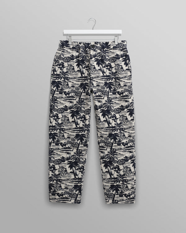 wax london men's Kurt - Navy And Ecru Beach Jacquard Trousers
