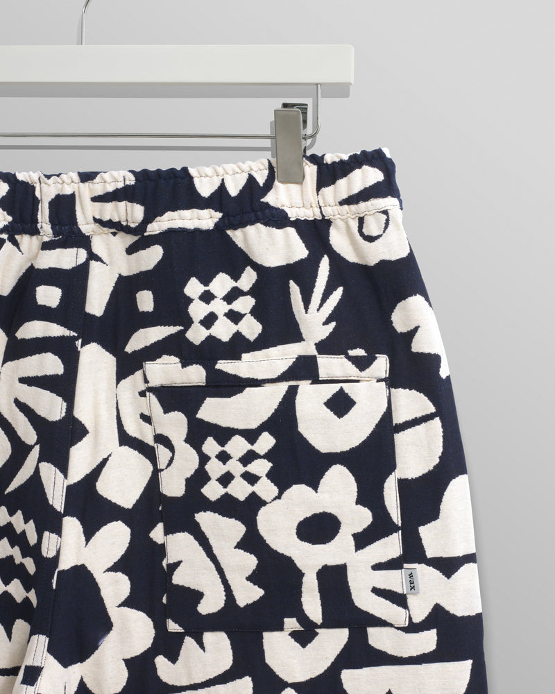 wax london men's Kurt - Navy And Ecru Spin Jacquard Shorts