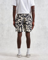 wax london men's Kurt - Navy And Ecru Spin Jacquard Shorts