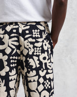 wax london men's Kurt - Navy And Ecru Spin Jacquard Shorts