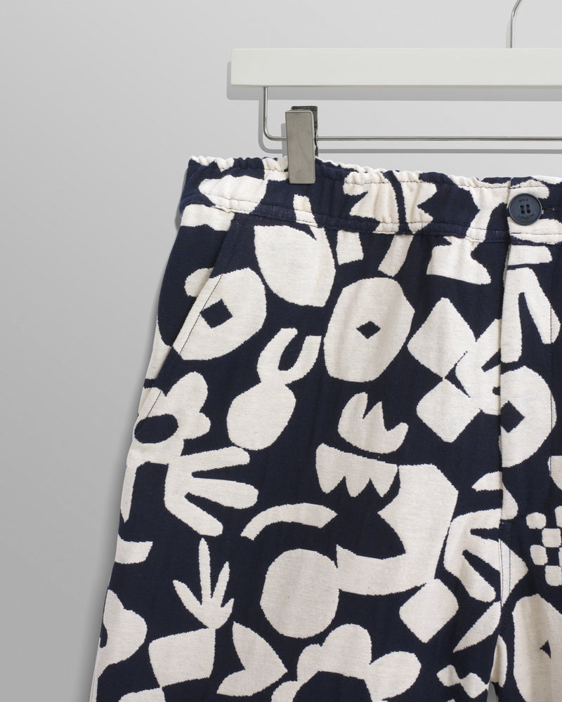 wax london men's Kurt - Navy And Ecru Spin Jacquard Shorts