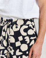 wax london men's Kurt - Navy And Ecru Spin Jacquard Trousers