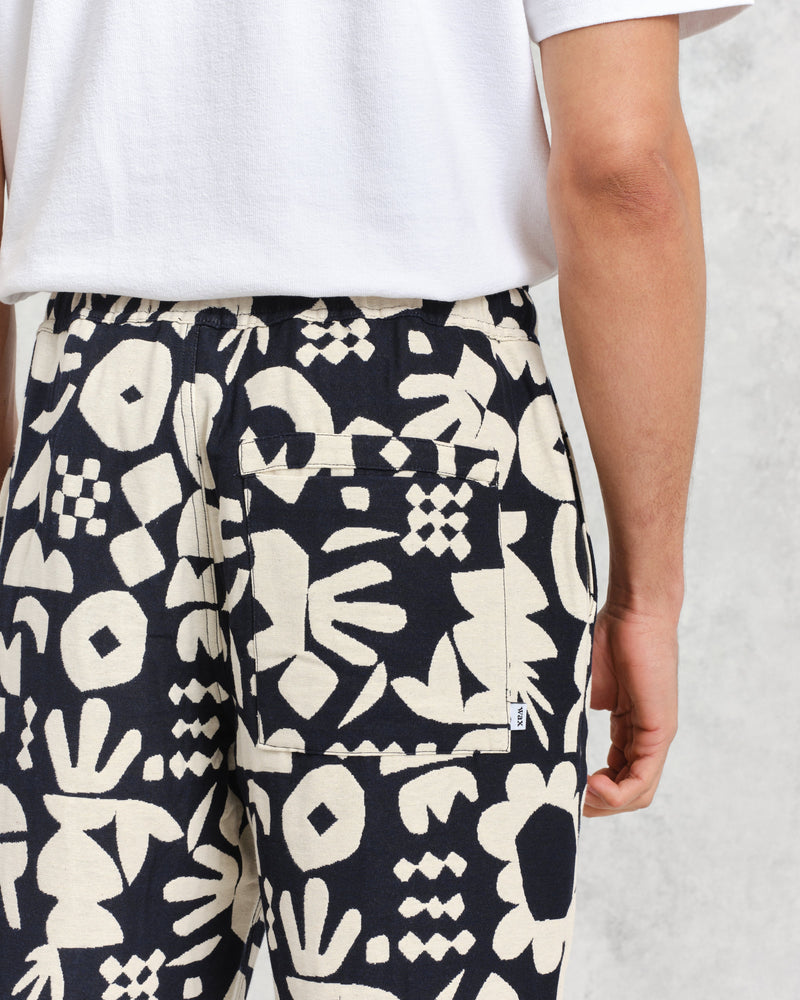 wax london men's Kurt - Navy And Ecru Spin Jacquard Trousers